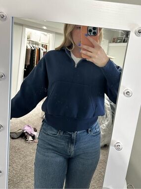Forever 21 Navy Quarter-Zip Sweater Pullover